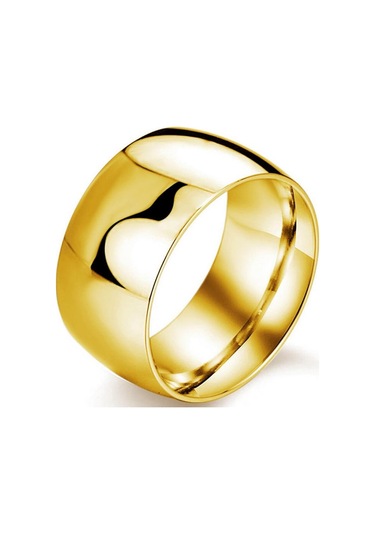 8 Mm Geniş Bombeli Çelik Alyans Çifti Söz Yüzüğü Sarı Cl13 Gümüş