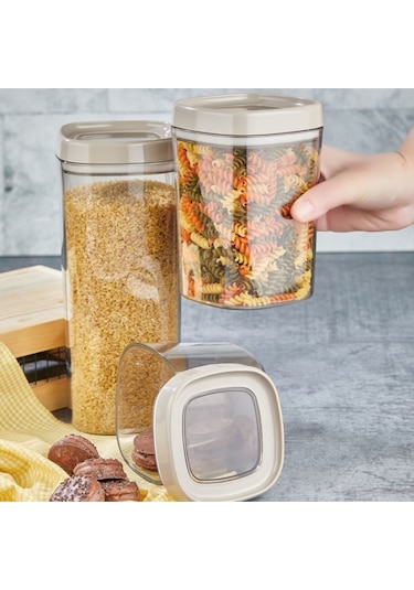 Ceronni Bonny Erzak Saklama Kabı 3lü Set 1,8lt - 1lt - 600ml Bej Bej