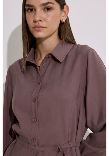 Modal Kemerli Gömlek Gül Kurusu GÜL KURUSU