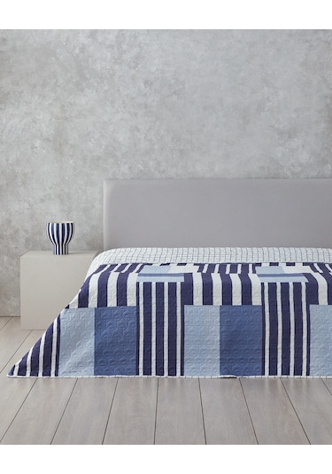 English Home Patch Line King Size Çok Amaçlı Örtü Lacivert Lacivert