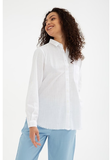 Fashion Friends Etek Ucu Püsküllü Gömlek Beyaz Beyaz