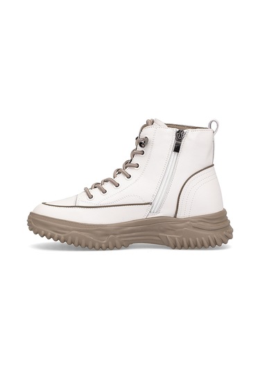 Guja 25k310-13 Kadın Hakiki Deri Sneaker Bot Bej Bej