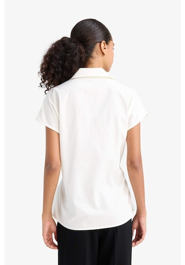 Defacto Fitted Poplin Kısa Kollu Gömlek F7313ax25auer85 Ekru