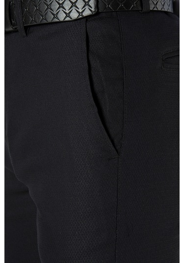 Siyah Slim Fit Pamuklu İtalyan Kesim Pantolon Siyah