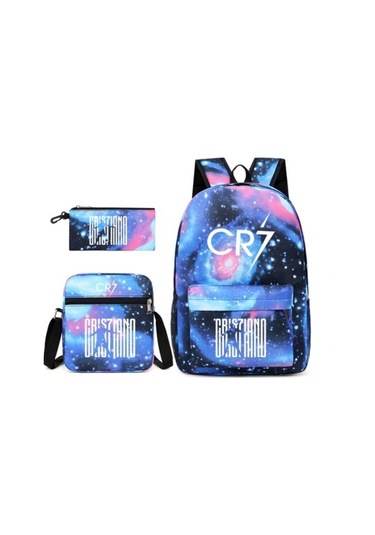 3 Parçalı Cristiano Ronaldo Sırt Çantası Seti R72a40 Açık Mavi