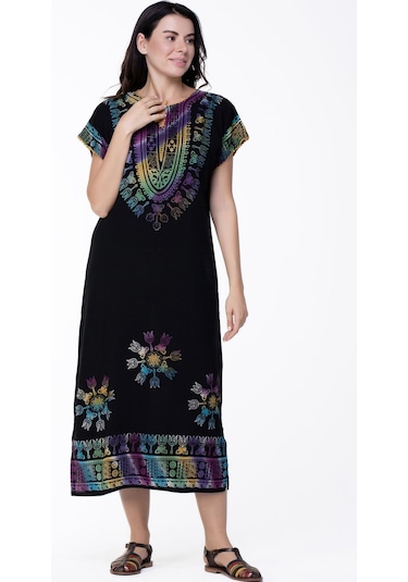 Kısa Kol Pamuk Hitit Uzun Elbise Saray Renkli Sry Rnkl-saray Renkli