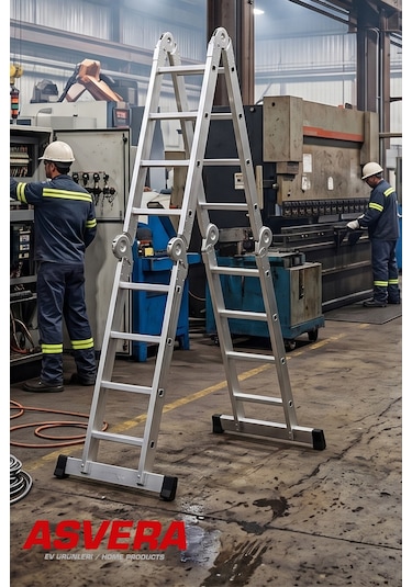 Asvera 4.7 Metre Çok Amaçlı Akrobat Merdiven - 16 Basamaklı 4x4 Katlanır Profesyonel Merdiven