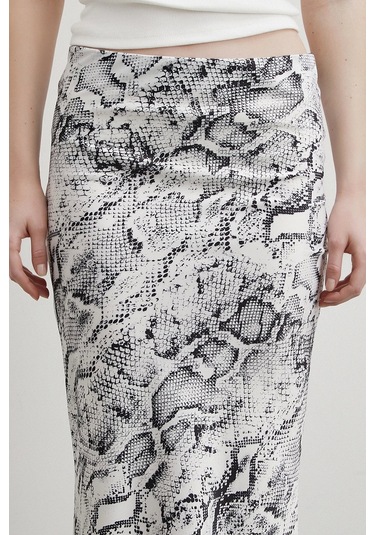 Desenli Maxi Verev Etek Beyaz Beyaz