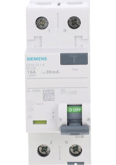 Siemens 16a 30ma Tip A 2p Kaçak Akım Koruma Rölesi,5sv3311-6