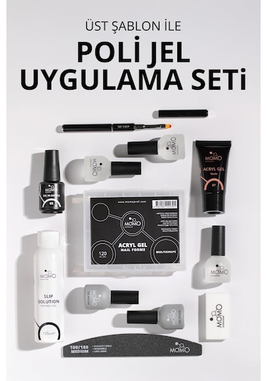 Momo Professional Üst Şablon İle Poli Jel Uygulama Seti