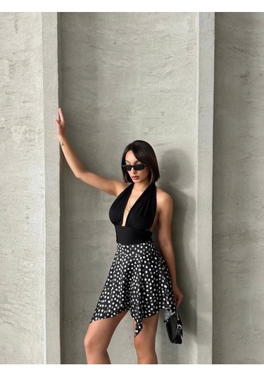 Puantiyeli Etek Siyah