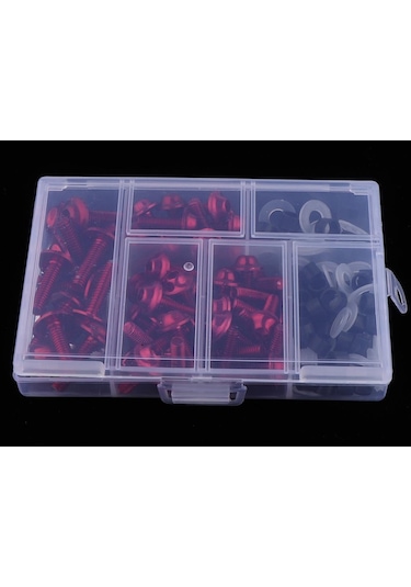 Suntek Motosiklet Komple Fairing Civata Takımı Raptiye Klipler Vidalar Kırmızı 158 Adet