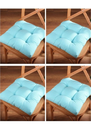 Altınpamuk Altınpamuk 4'Lü Lüx Pofidik Turkuaz Sandalye Minderi Özel Dikişli