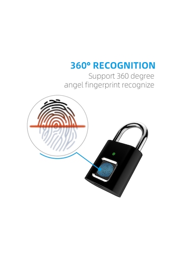 Teltree Akıllı Parmak İzi Kilit - Mini Çanta/çekmece İçin 20 Parmak İzi Depolama, Su Geçirmez Ve Paslanmaz, 1 Saniye Hızlı Açma