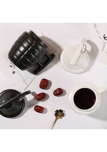 Wezone Kreatif El Bombası Desenli Seramik Kupa, Kapaklı 301-400ml Kahve/çay Bardağı, Özel Hediyelik怪诞 Mug Diğer