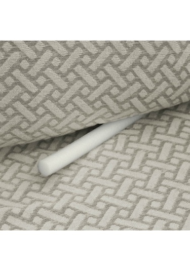 Streç Lastikli Yıkanabilir Tuğla Desen Jakarlı Tekli Koltuk Örtüsü Berjer Koltuk Kılıfı Krem