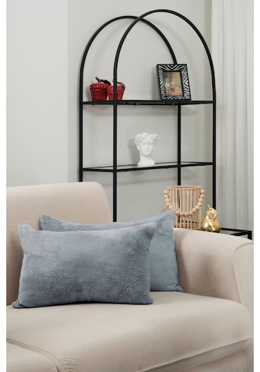 Gri Wellsoft 2'li Hediyelik Dekoratif Kırlent Kılıfı 35x55 Cm