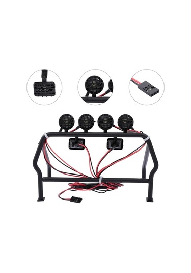 Didadodo 1/10 Axial Scx10 Rc4wd Jeep Metal Roll Cage Kova - 6 Led'li Aydınlatmalı - Dayanıklı Tasarım