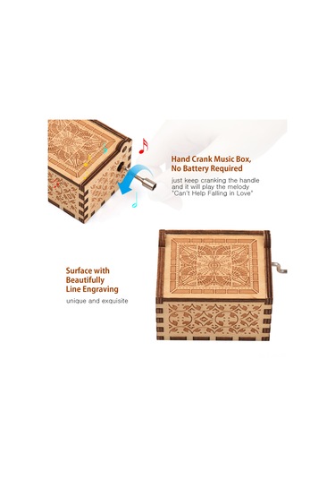 Yifomall Ahşap El Fırçalı Müzik Kutusu - Klasik Oyunculuk "can't Help Falling İn Love" Melodisiyle Retro Heykel Dekoru Ahşap Rengi