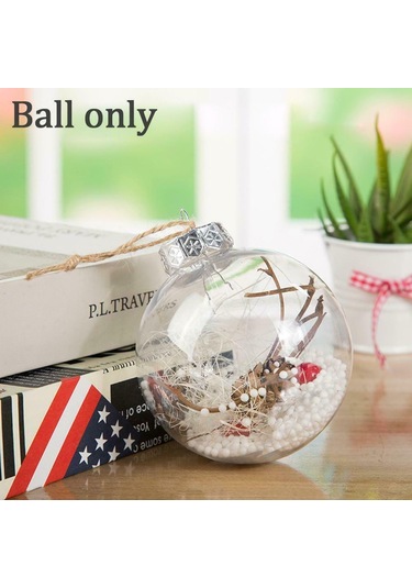 Mufunye 6cm Pe Plastik Şeffaf Doldurulabilir Top, Noel/wedding Dekorasyonu, Gümüş Kapağı, Boş Yuvarlak Ornament