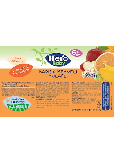 Hero Baby Karışık Meyveli Yulaflı Kavanoz Mama 120 GR