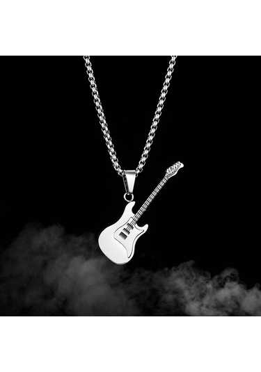 Relaxed Kişiselleştirilmiş Moda Avrupa Ve Amerikan Hip-hop Paslanmaz Çelik Gitar Kolye Titanyum Çelik Kolye-çelik Renk