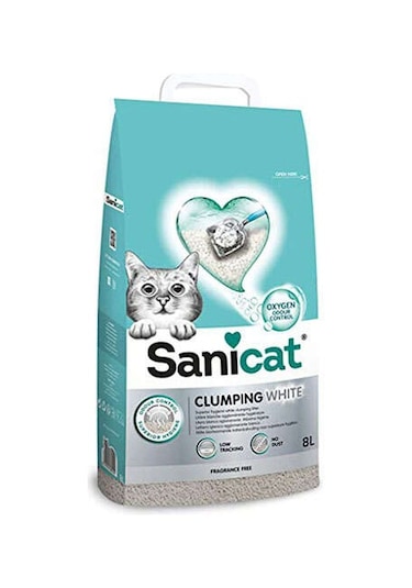 Sanicat Clumping White Oksijen Kontrol Emici Bentonit Kedi Kumu 8 L