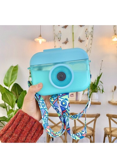 Çocuklar İçin Pratik Ve Şık 400 Ml Plastik Termos, Pembe Renkli Kampanyalı Okul Termosu MAvi