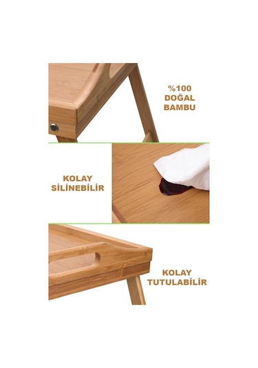 Lüks Doğal Katlanır Ayaklı Bambu Yatak Tepsisi