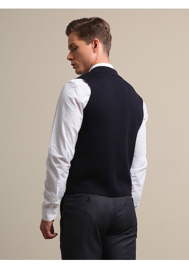 Kip Lacivert Düz Örgü Triko Yelek