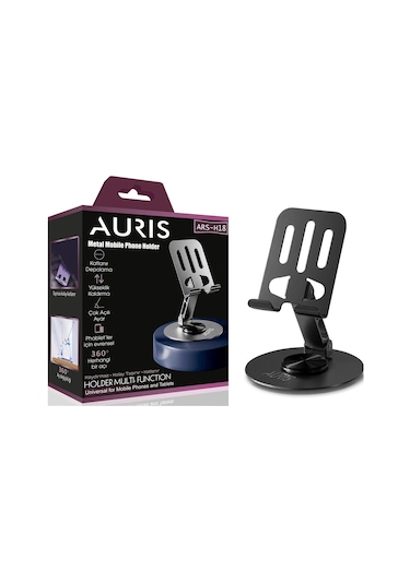 Auris H18 Metal 360 Döner Katlanır Masaüstü Telefon Ve Tablet Standı