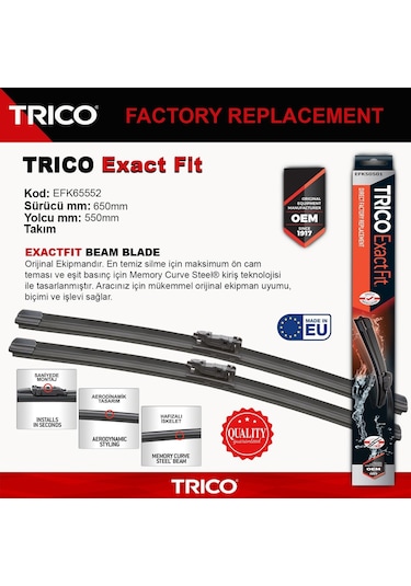 Trico Exactfıt Takım Silecek Seti 650/550mm Efk65552
