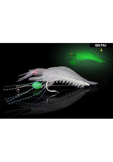 7 Renk Karides Shrimp Kancalı Fosforlu 8.5cm 6gr Silikon Yem 7ad