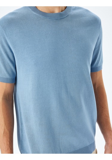 Koton Regular Fit Bisiklet Yaka Viskon Basic Kısa Kollu Triko Tişört Mavi 5sam70022ht Mavi