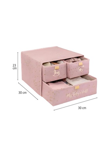 Flora 3 Bölmeli Baby Çekmece, Yenidoğan Bebek Kıyafet Çamaşır Patik Bez Düzenleyici Kutu Pembe Pembe