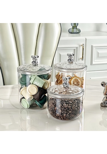 Ranyeek Ev İçin Kaliteli Hermetik Kavanoz - Kuruyemiş, Kahve, Çay, Süt Tozu Saklama Kutusu - Büyük Boy 2600ml Kırmızı Perya Desenli - Taze Koruma Ve Konforlu Depolama Diğer