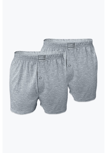 Malabadi Erkek Gri 2 Li Paket Geniş Kalıp %100 Pamuk Boxer 024 Grimelanj