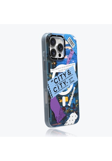 İphone 16 Pro Uyumlu Kılıf Magsafe Şarj Özellikli Youngkit A-city Serisi Kapak Mavi