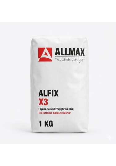 Allmax Alfix X3 Fayans Ve Seramik Yapıştırma Harcı Gri 1 Kg.