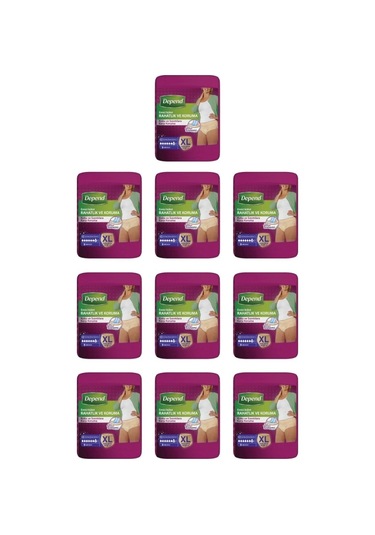 Depend Kadın Emici Külot XL 9'Lu 10 Paket 90 Adet