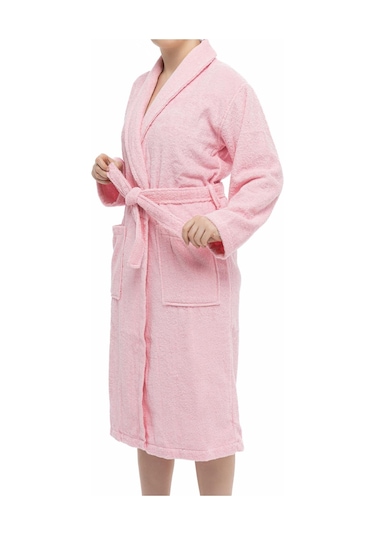 Soley Minerva Extra Yumuşak %100 Pamuk Kadın / Erkek Unisex Bornoz Pembe