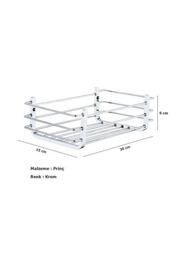 Tema Yatay Prinç Süngerlik Şampuanlık Krom Paslanmaz 30x15 Cm Krom