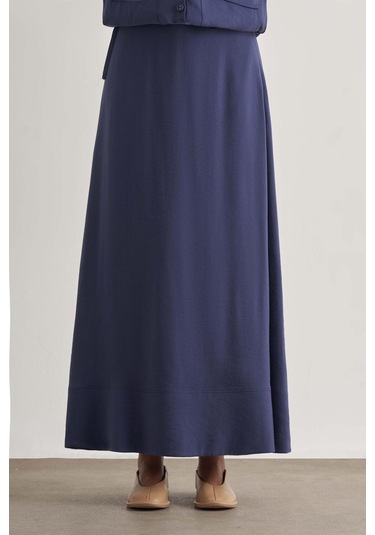 Mizalle Modal Karışımlı İndigo Mavi Maksi Evaze Etek İndigo