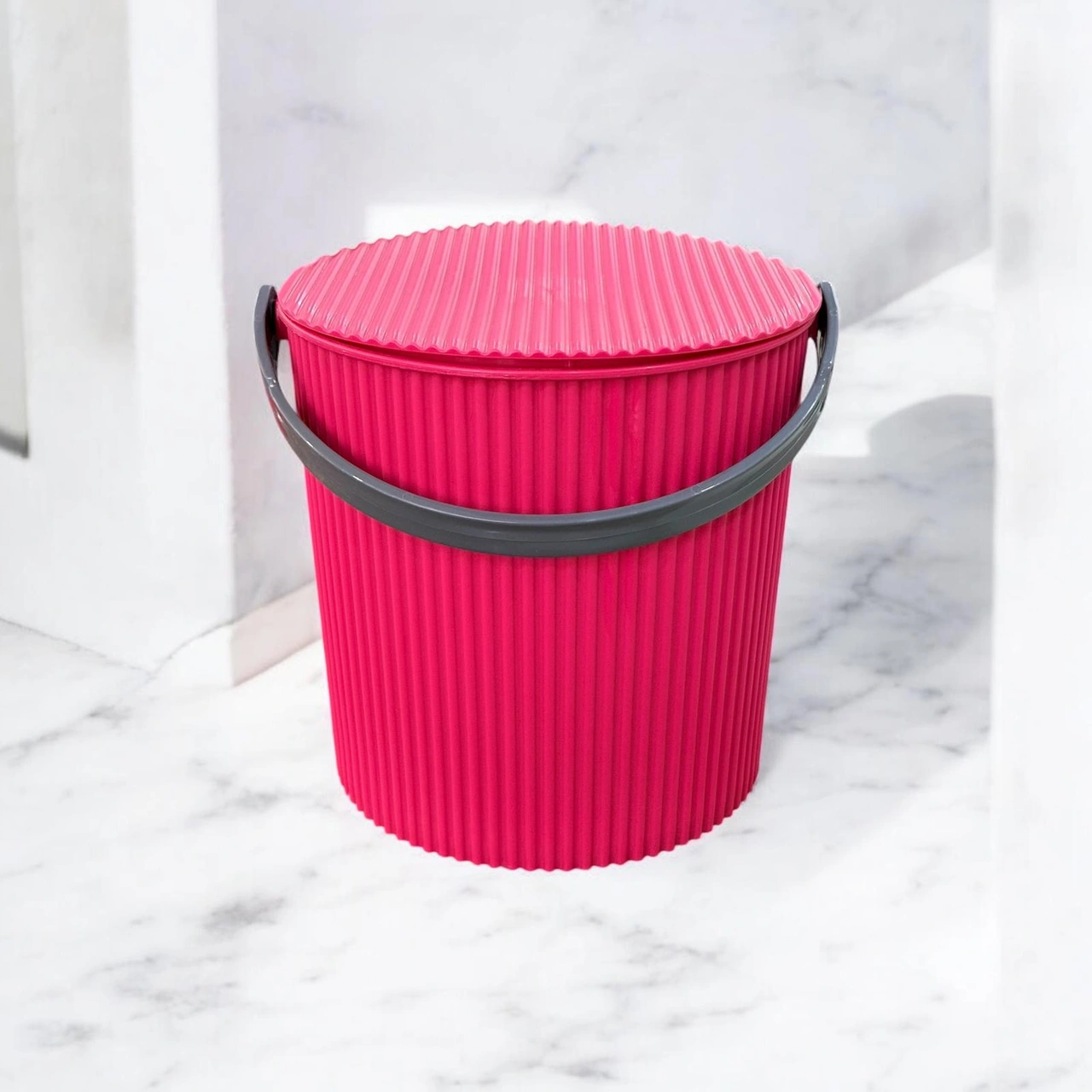 Rainbow Pembe Büyük Boy 13 Litre Yuvarlak Kova Piknik Sepeti Meyve Kovası