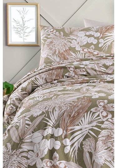 As Perde Cotton Life Çift Kişilik Pike Takımı Hawai Yeşil