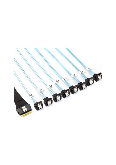 Pcı-e Sas Sff-8654 8i-8 Bağlantı Noktası Sata 90 Derece Sunucu Sabit Sürücü Adaptör Kablosu 0.8m, Siyah