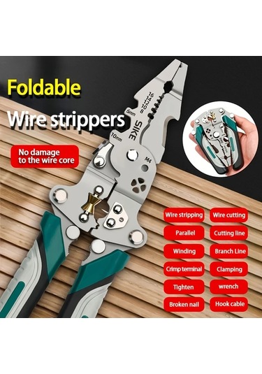 Gateesat Katlanır Çok Amaçlı Metal Tel Soyucu - Kesme Kıstırma Kaymaz Tutuş