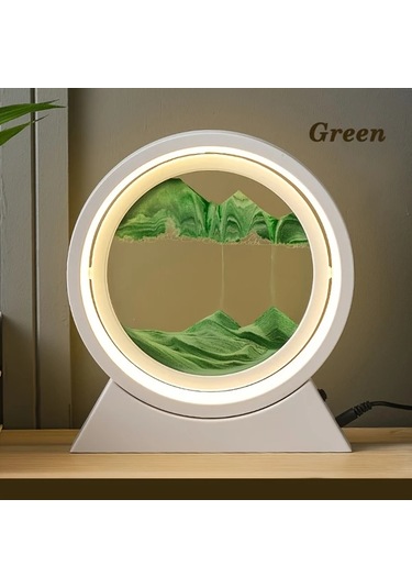 Honeybeeshop Usb Çalışmalı Yeşil 3d Kum Sanatı Gece Lambası Led Işık Oturma Odası Ofis Dekoru Yeşil
