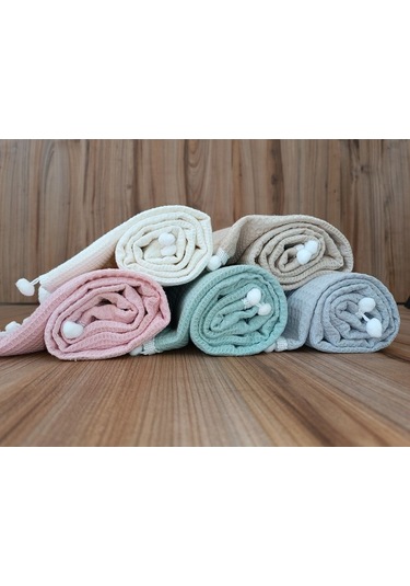 S.kahve Kız Erkek Bebek Battaniyesi Pike %100 Pamuklu Doğal Organik Uyku Çift Taraflı Örtü 86x86cm Btn10248 Gri