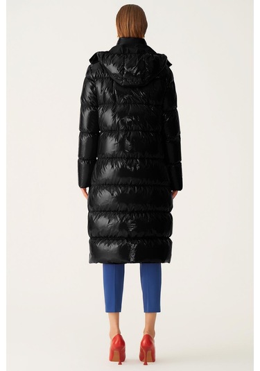 Perspective Kapüşonlu Şişme Siyah Kadın Mont 22270551